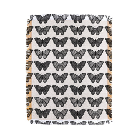 Avenie Butterfly Collection Black Throw Blanket