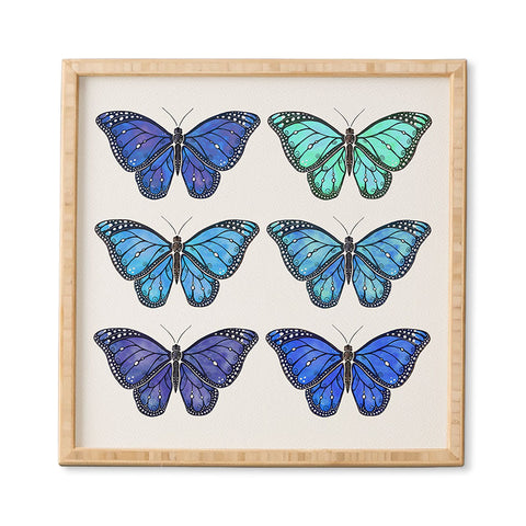 Avenie Butterfly Collection Blue Framed Wall Art