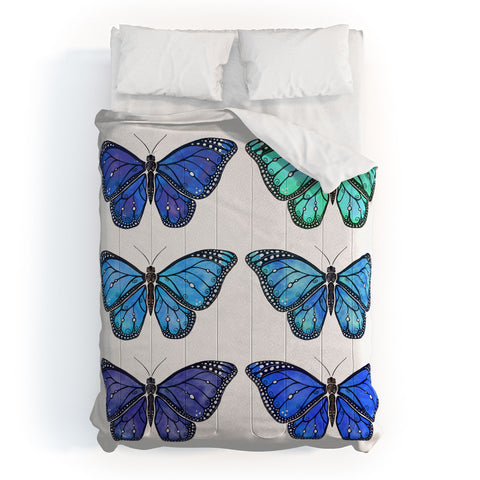 Avenie Butterfly Collection Blue Comforter