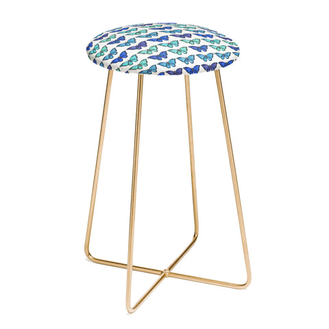 Avenie Butterfly Collection Blue Counter Stool