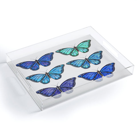 Avenie Butterfly Collection Blue Acrylic Tray