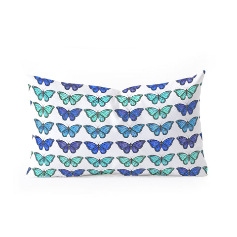Avenie Butterfly Collection Blue Oblong Throw Pillow