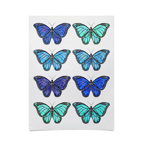 Avenie Butterfly Collection Blue Poster