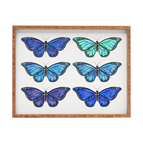 Avenie Butterfly Collection Blue Rectangular Tray