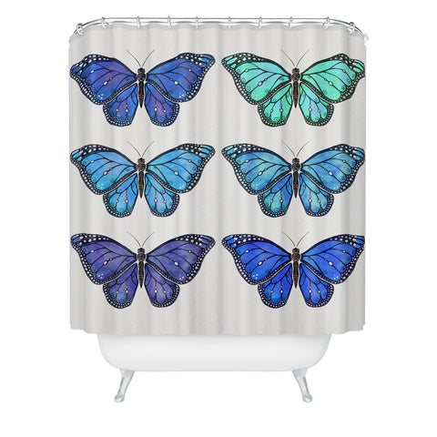 Avenie Butterfly Collection Blue Shower Curtain
