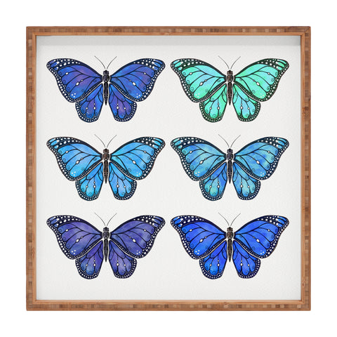 Avenie Butterfly Collection Blue Square Tray