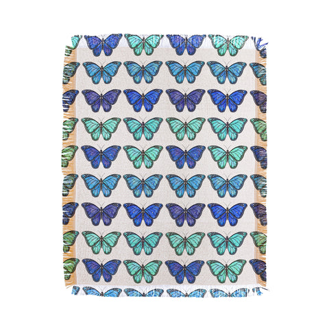 Avenie Butterfly Collection Blue Throw Blanket