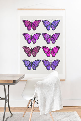 Avenie Butterfly Collection Pink and Purple Art Print And Hanger