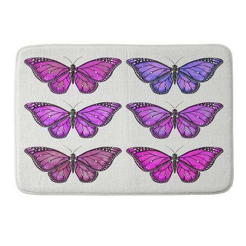 Avenie Butterfly Collection Pink and Purple Memory Foam Bath Mat