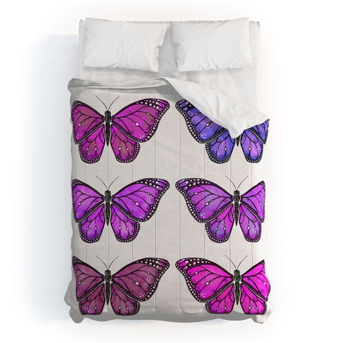 Avenie Butterfly Collection Pink and Purple Comforter