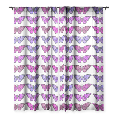 Avenie Butterfly Collection Pink and Purple Sheer Non Repeat