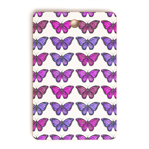 Avenie Butterfly Collection Pink and Purple Cutting Board Rectangle