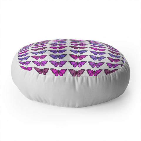 Avenie Butterfly Collection Pink and Purple Floor Pillow Round