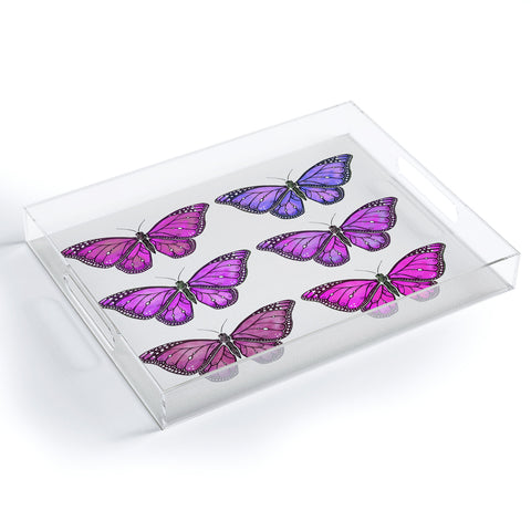 Avenie Butterfly Collection Pink and Purple Acrylic Tray