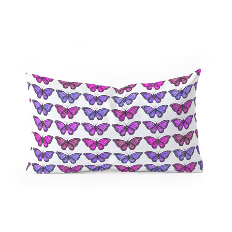 Avenie Butterfly Collection Pink and Purple Oblong Throw Pillow
