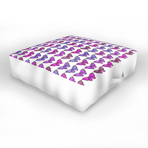 Avenie Butterfly Collection Pink and Purple Outdoor Floor Cushion