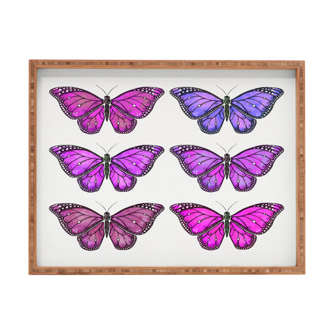 Avenie Butterfly Collection Pink and Purple Rectangular Tray