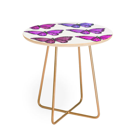 Avenie Butterfly Collection Pink and Purple Round Side Table