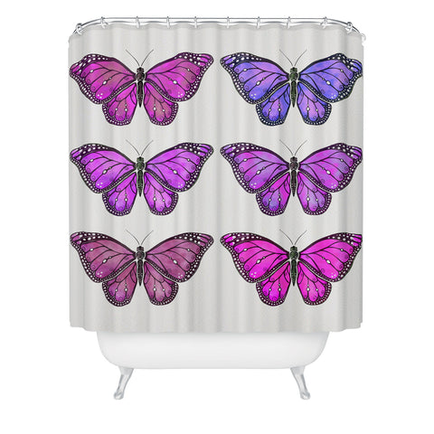 Avenie Butterfly Collection Pink and Purple Shower Curtain