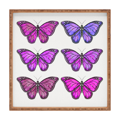 Avenie Butterfly Collection Pink and Purple Square Tray
