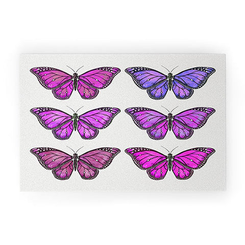 Avenie Butterfly Collection Pink and Purple Welcome Mat