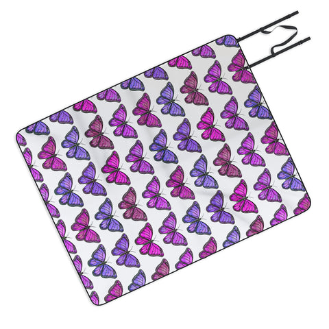 Avenie Butterfly Collection Pink and Purple Picnic Blanket