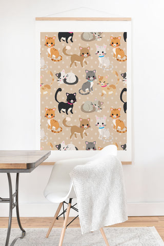 Avenie Cat Pattern Art Print And Hanger