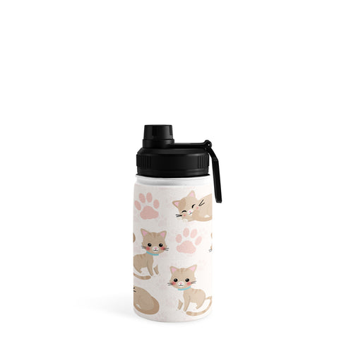 Avenie Cat Pattern Beige Water Bottle