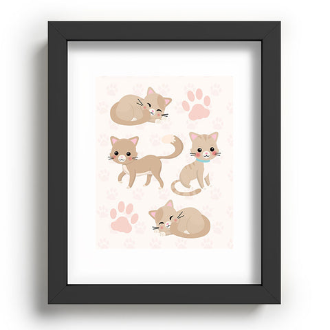 Avenie Cat Pattern Beige Recessed Framing Rectangle