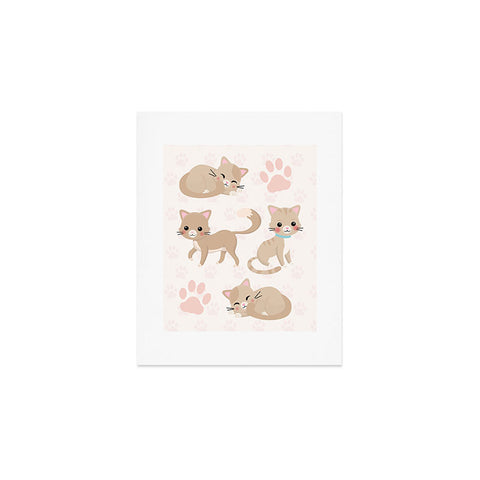 Avenie Cat Pattern Beige Art Print
