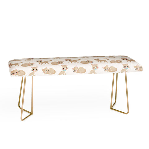 Avenie Cat Pattern Beige Bench