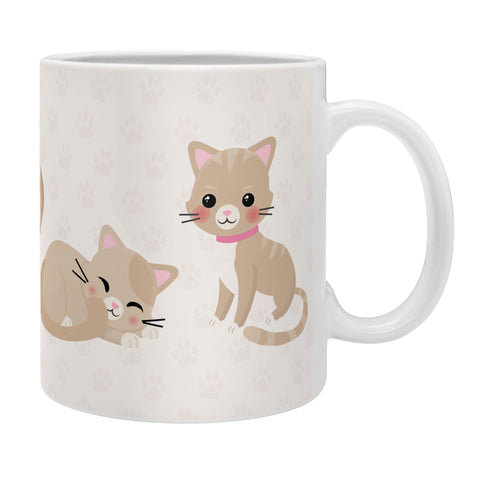 Avenie Cat Pattern Beige Coffee Mug