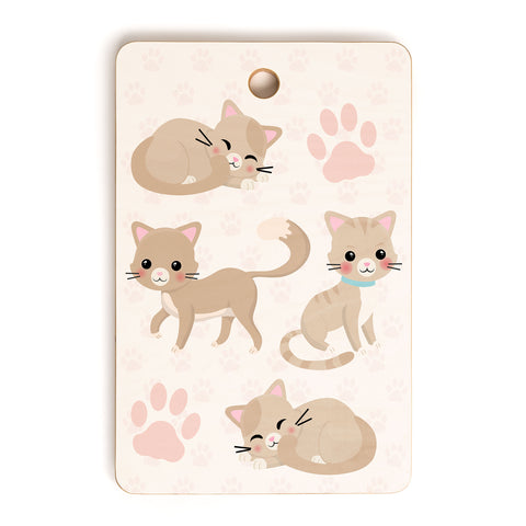 Avenie Cat Pattern Beige Cutting Board Rectangle