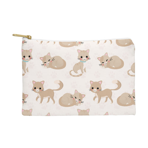 Avenie Cat Pattern Beige Pouch