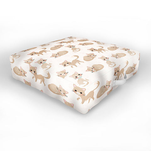 Avenie Cat Pattern Beige Outdoor Floor Cushion