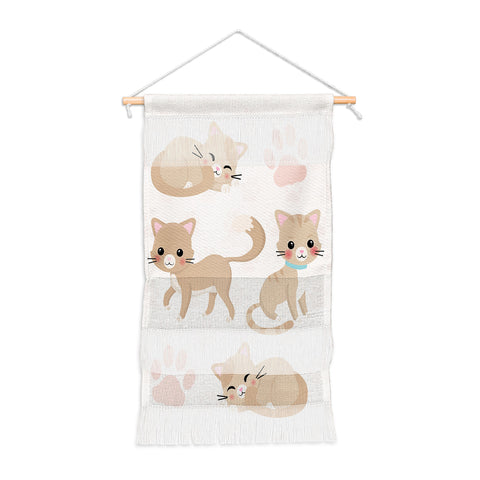 Avenie Cat Pattern Beige Wall Hanging Portrait