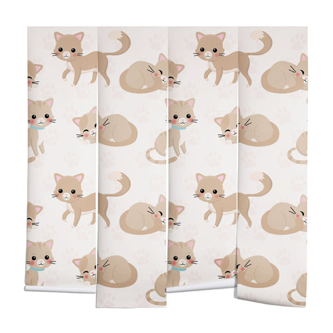 Avenie Cat Pattern Beige Wall Mural