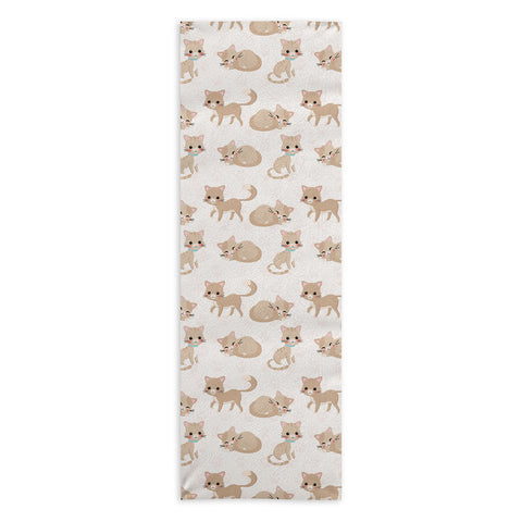 Avenie Cat Pattern Beige Yoga Towel