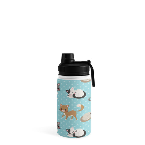 Avenie Cat Pattern Blue Water Bottle