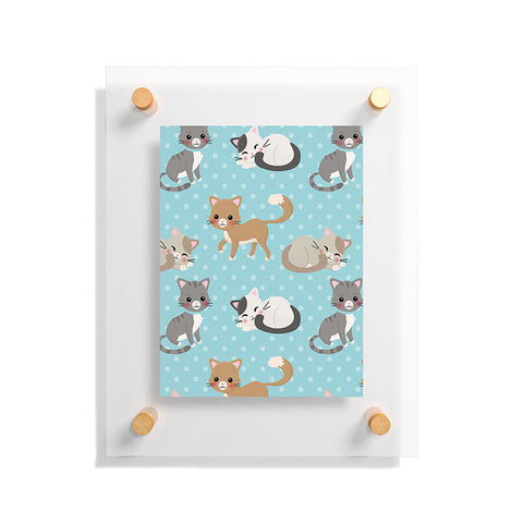 Avenie Cat Pattern Blue Floating Acrylic Print