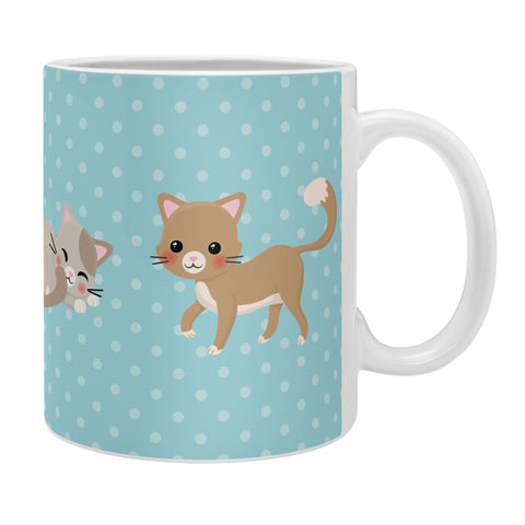 Avenie Cat Pattern Blue Coffee Mug