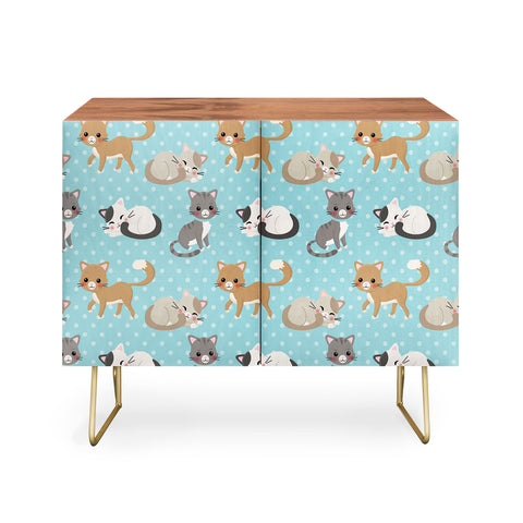 Avenie Cat Pattern Blue Credenza