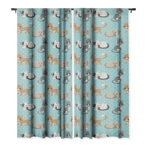 Avenie Cat Pattern Blue Blackout Non Repeat