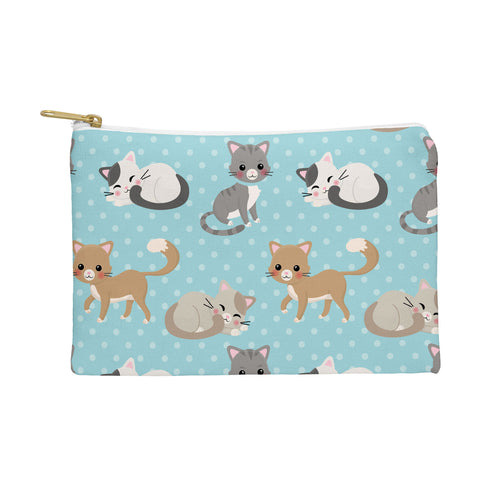 Avenie Cat Pattern Blue Pouch