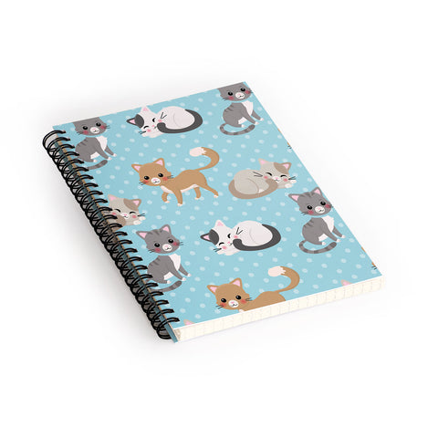 Avenie Cat Pattern Blue Spiral Notebook