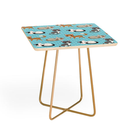Avenie Cat Pattern Blue Side Table