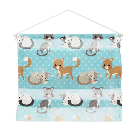 Avenie Cat Pattern Blue Wall Hanging Landscape