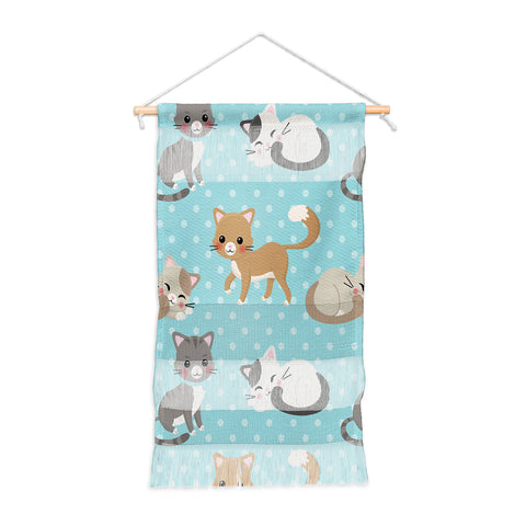 Avenie Cat Pattern Blue Wall Hanging Portrait
