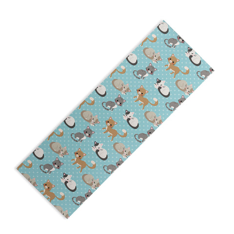 Avenie Cat Pattern Blue Yoga Mat