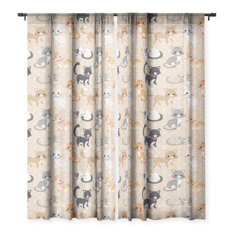Avenie Cat Pattern Sheer Non Repeat